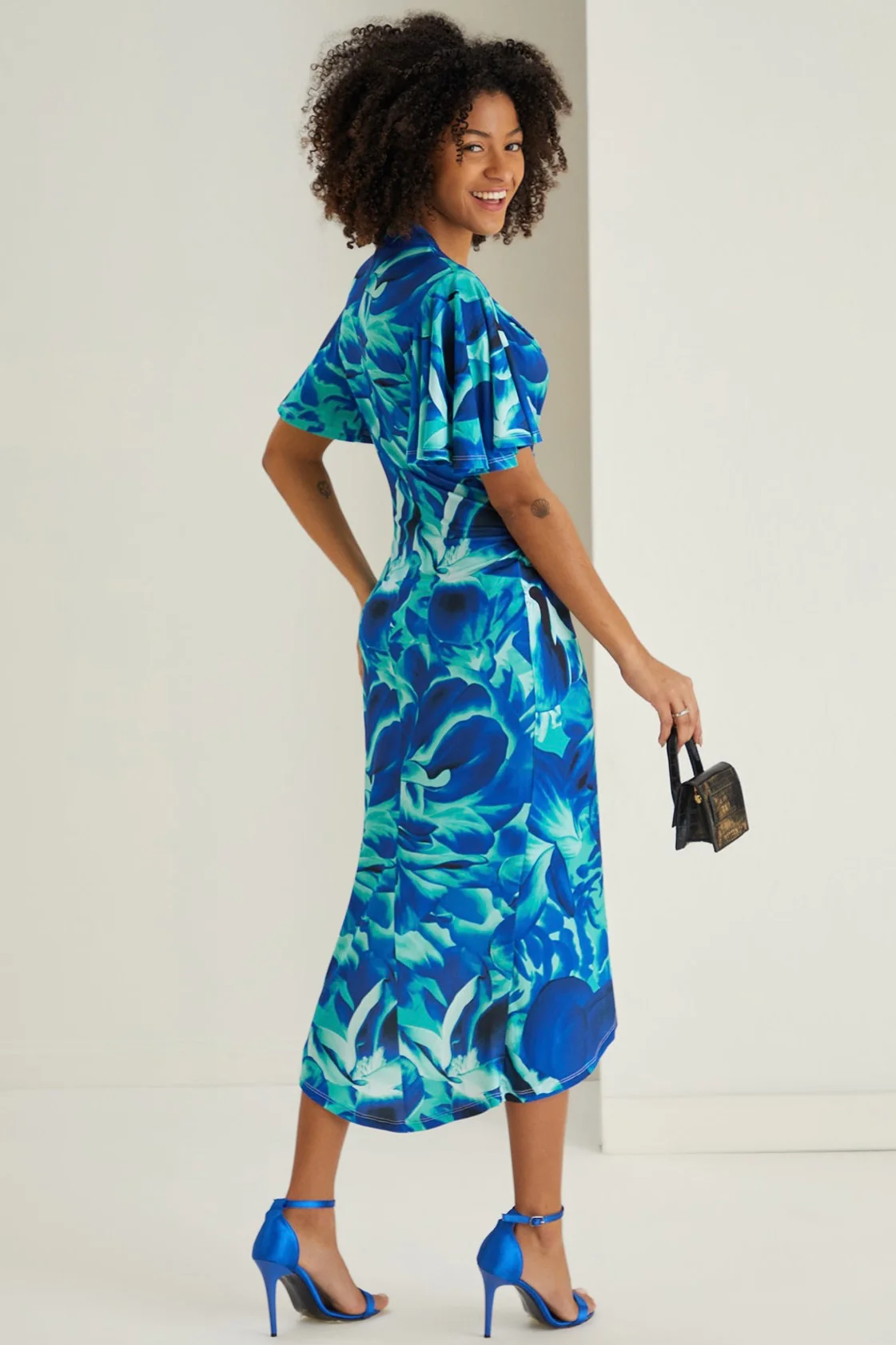 "Amelie" Dress In Blue Print - Image 5
