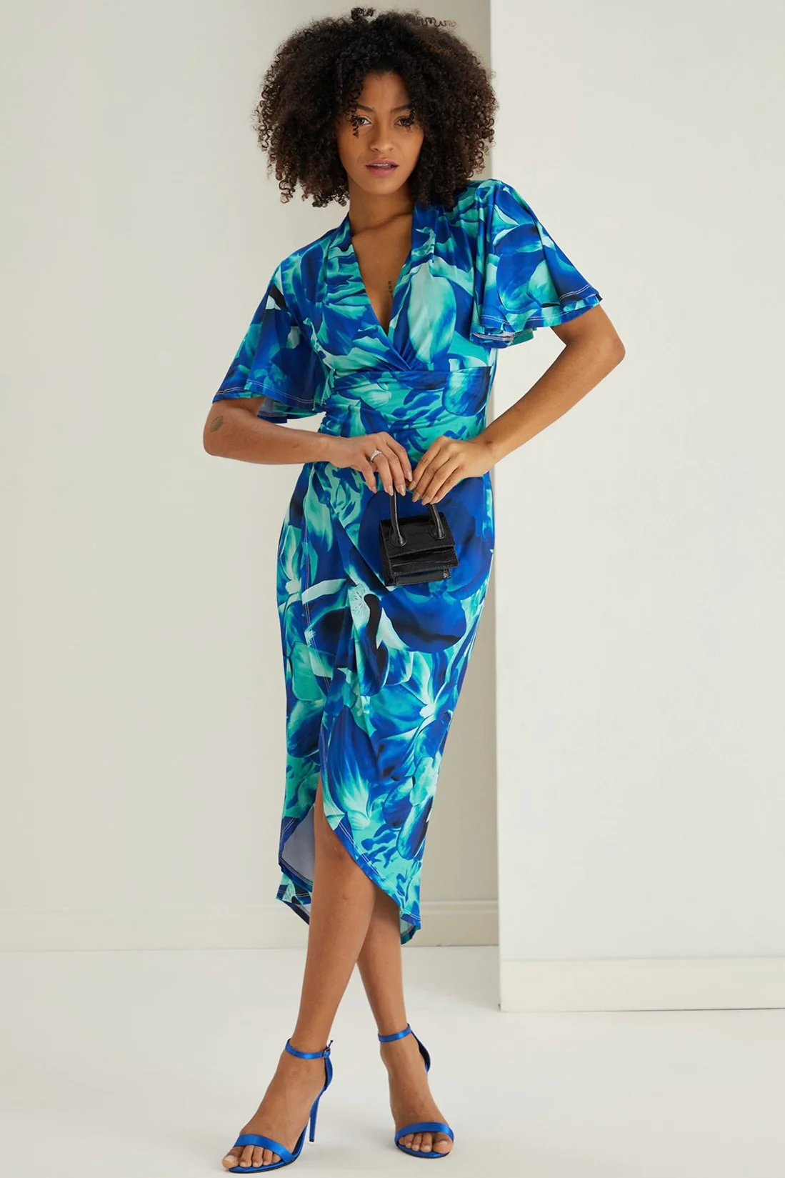 "Amelie" Dress In Blue Print - Image 7