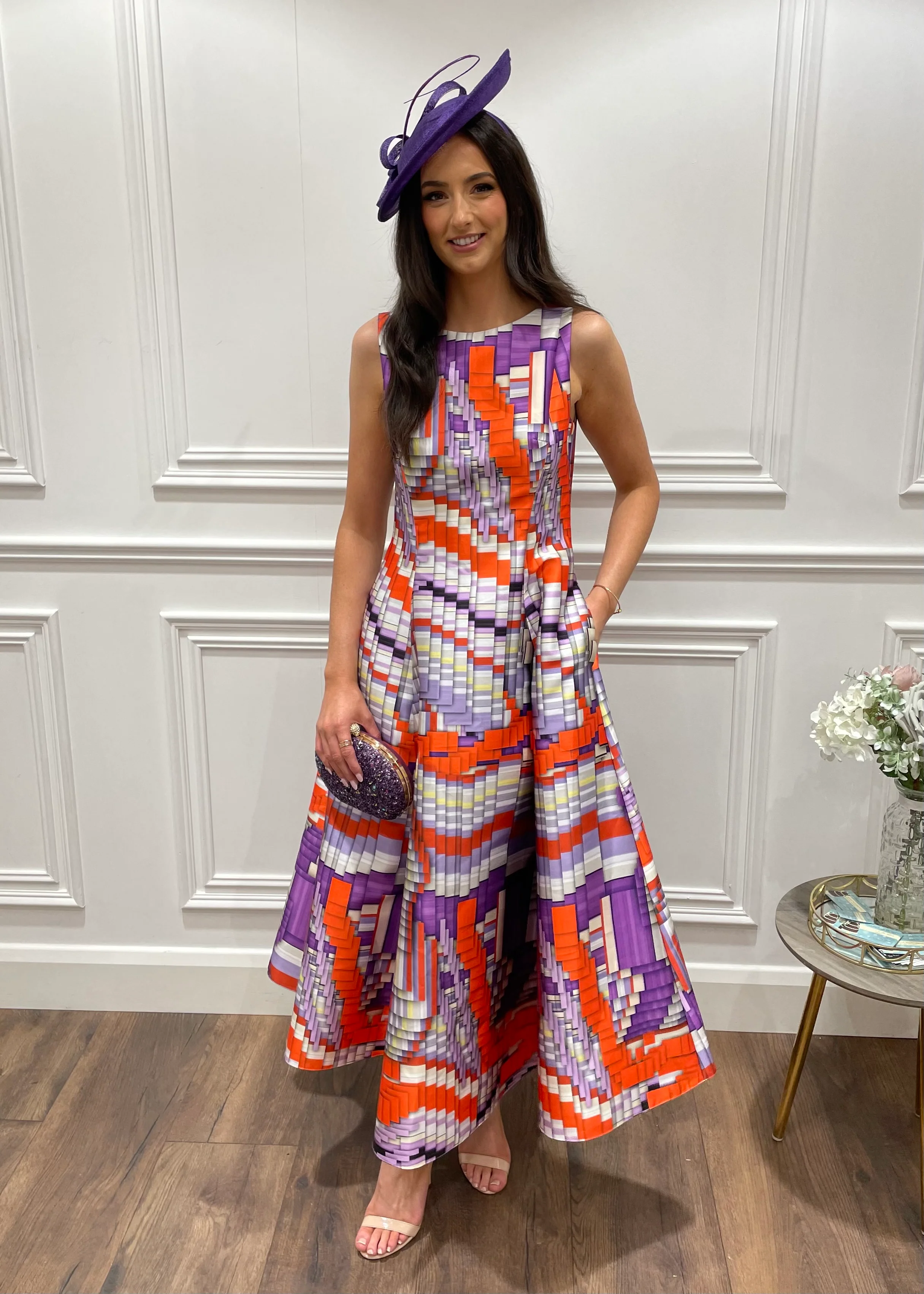 Purple & Orange Multi Print Dress - Image 2