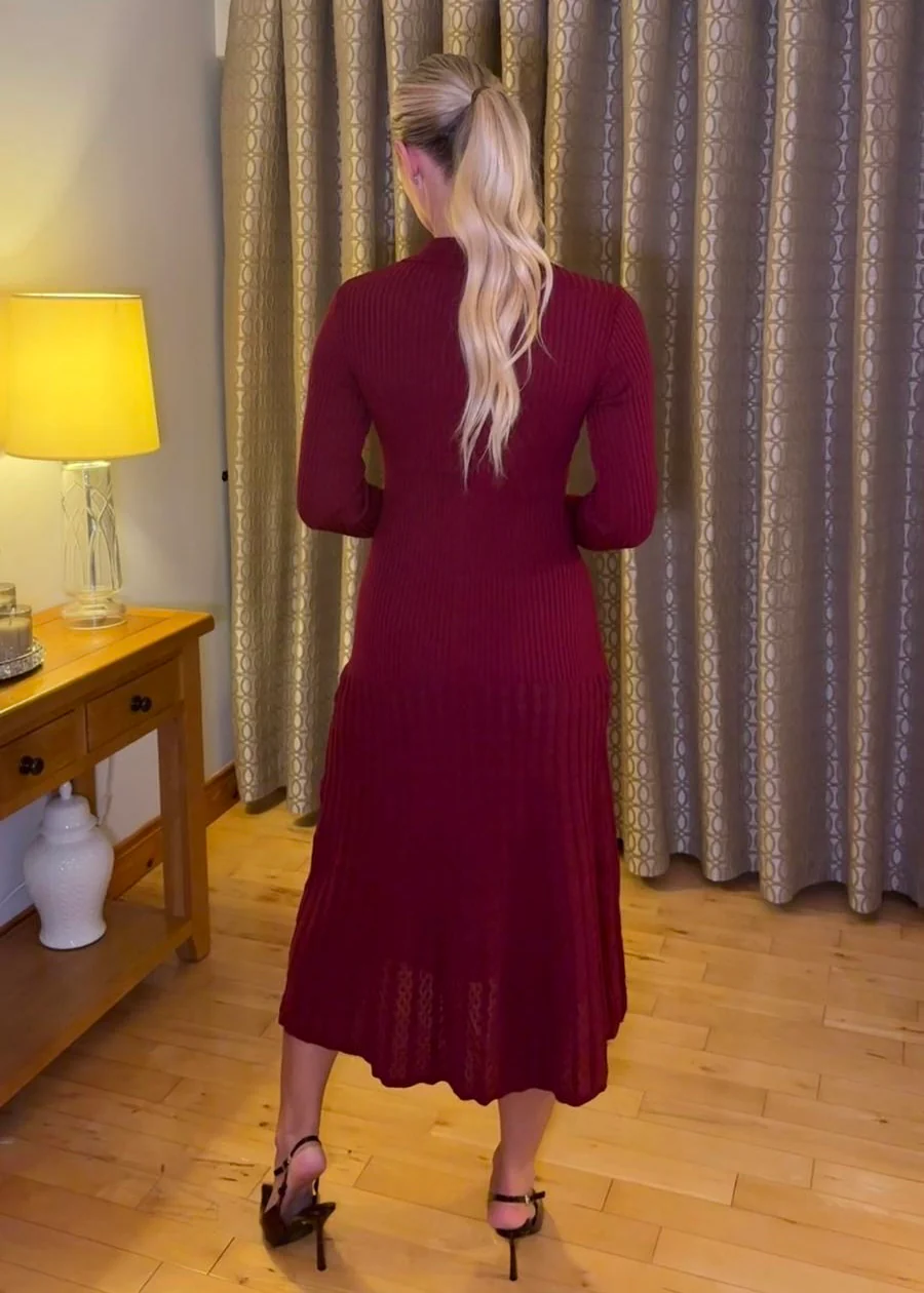 “Rita” Dress In Burgundy - Image 4