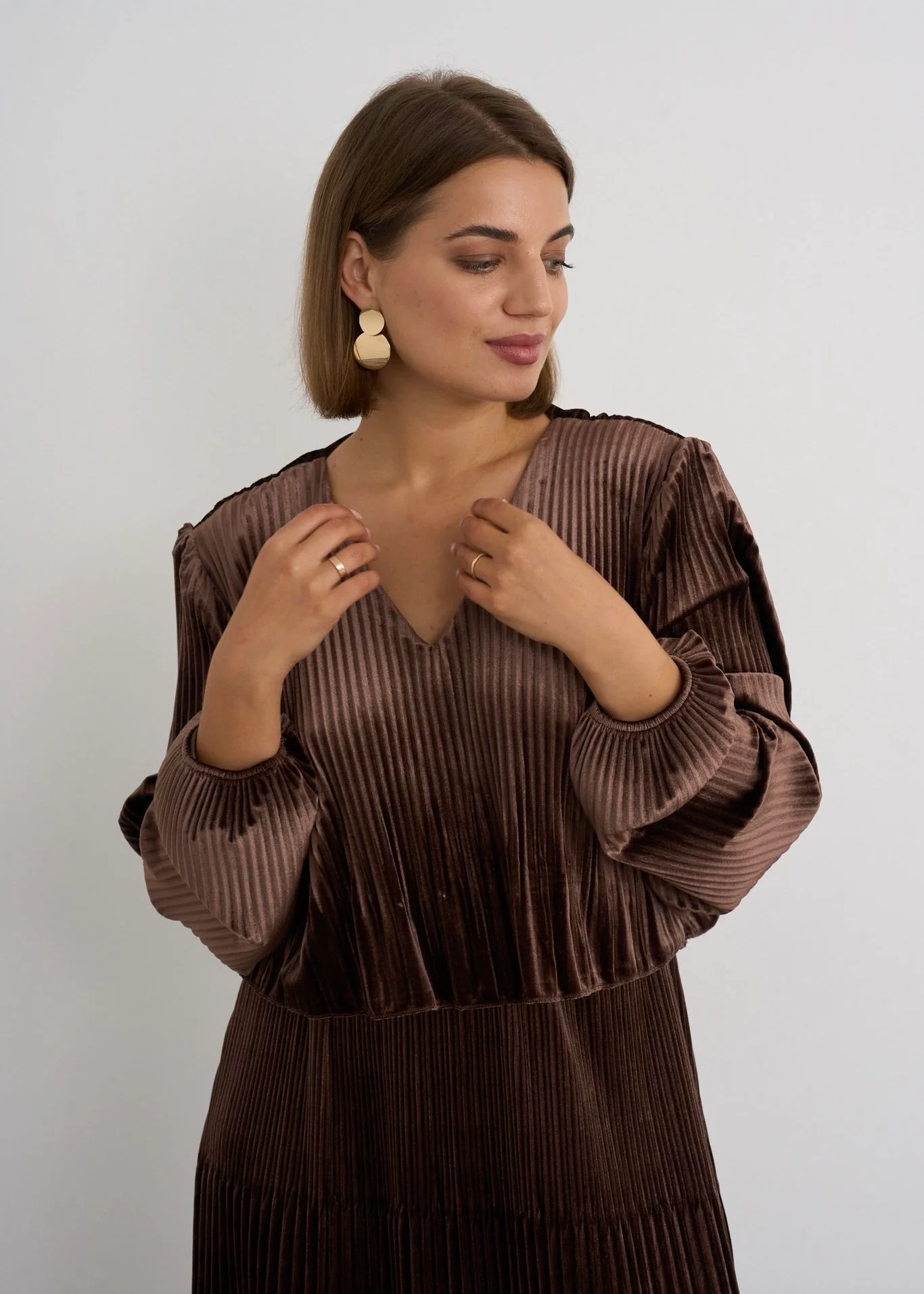 "Sadie" Dress In Velvet Brown - Image 3
