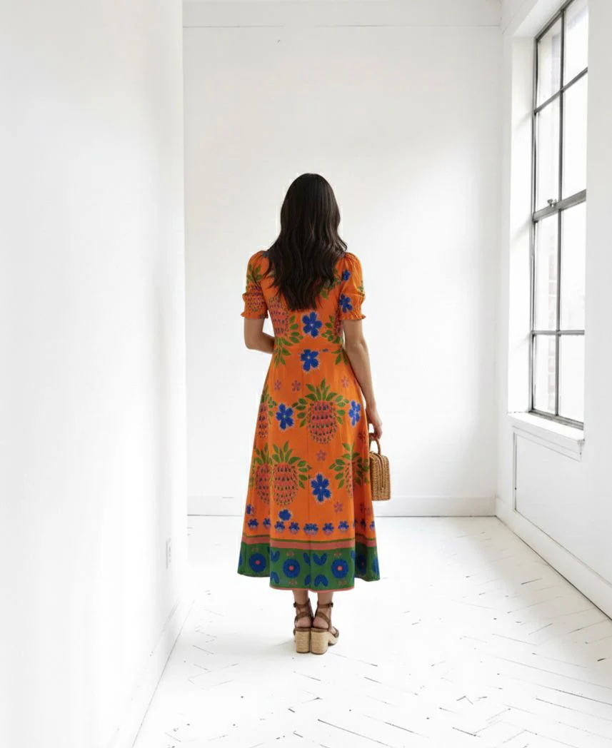 "Sally” Dress In Orange - Image 3