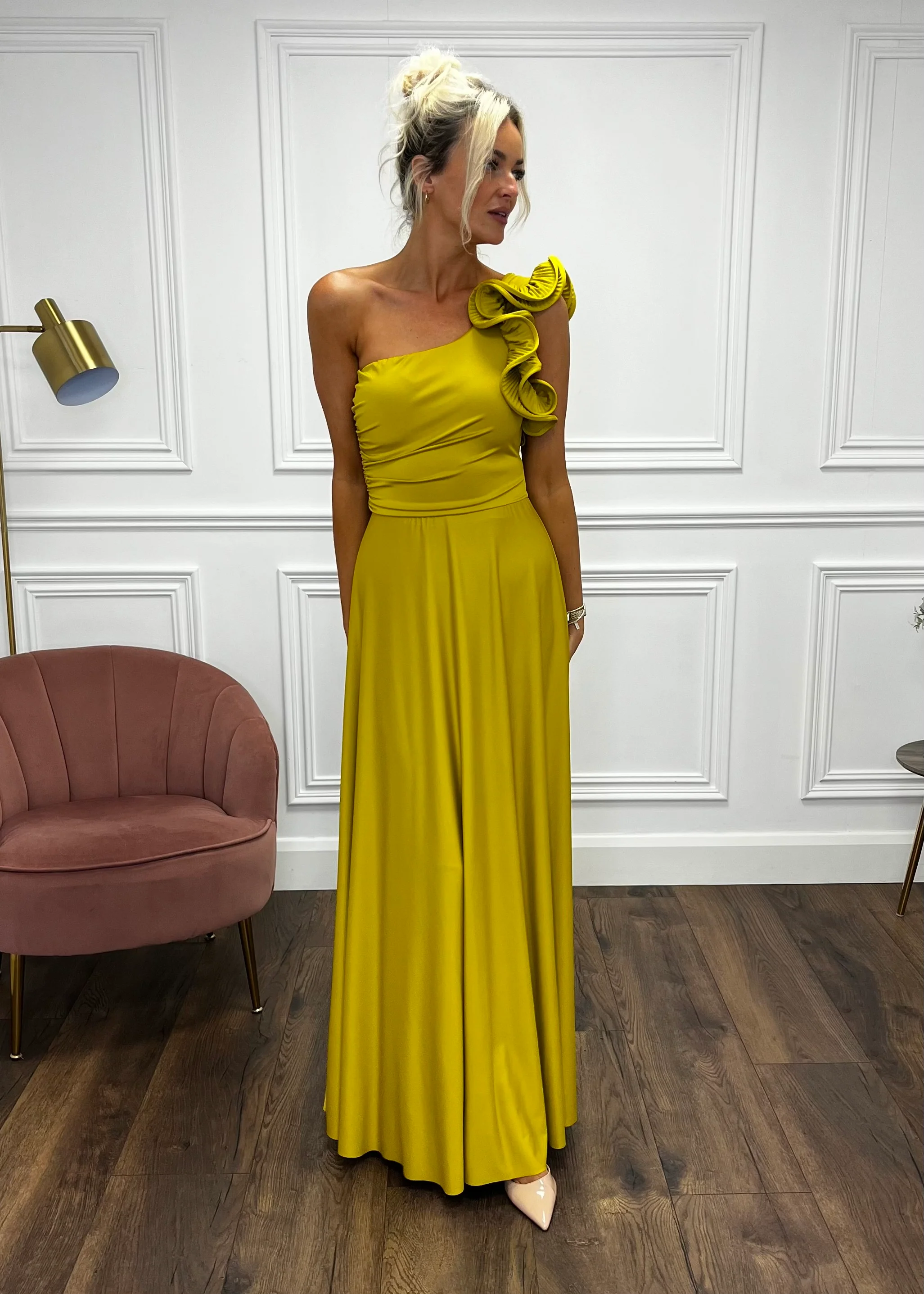 “Sienna” Dress In Mustard - Image 4