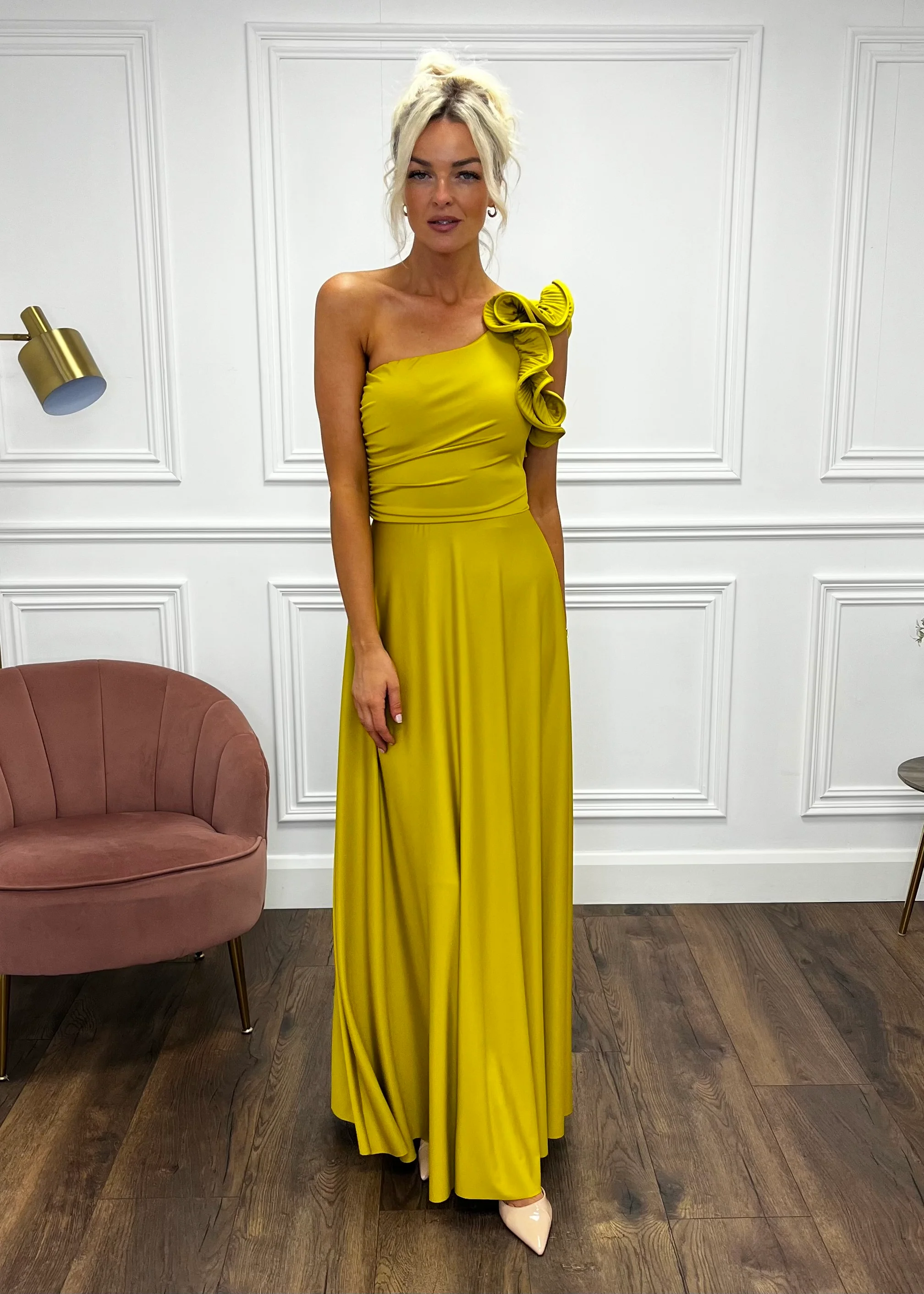 “Sienna” Dress In Mustard - Image 5