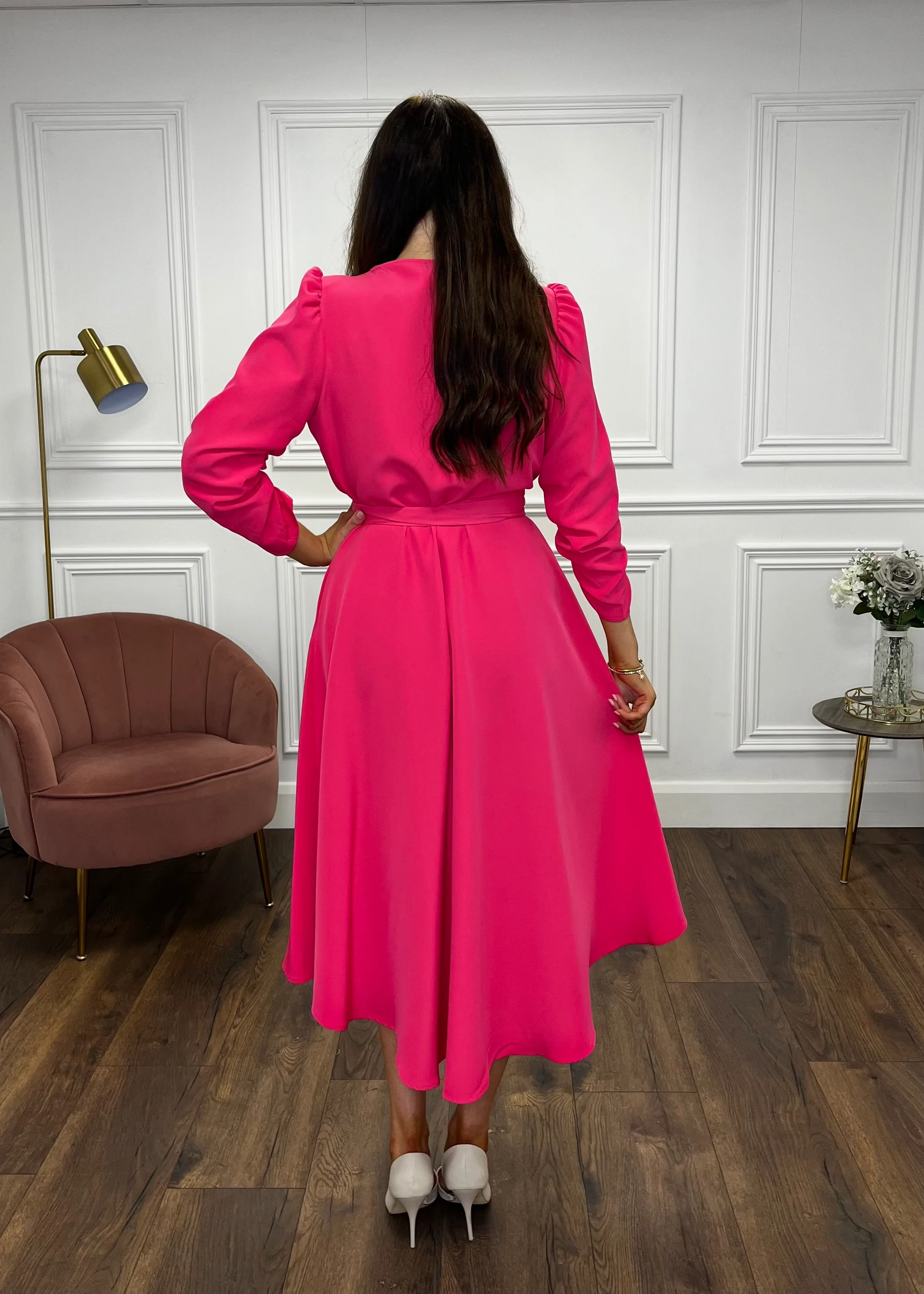 “Stacey” Wrap Dress In Pink - Image 5