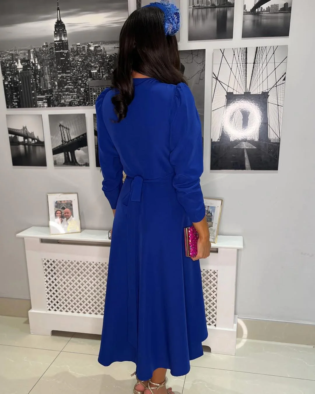 “Stacey” Wrap Dress In Royal Blue - Image 3