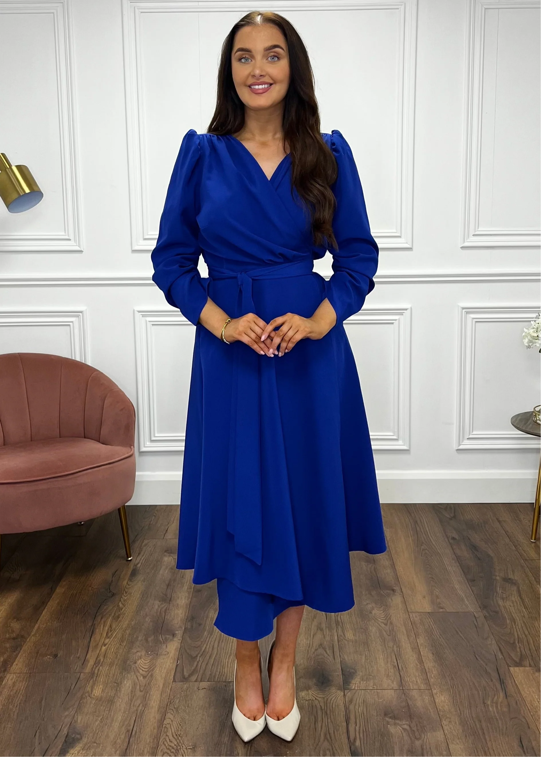 “Stacey” Wrap Dress In Royal Blue - Image 4