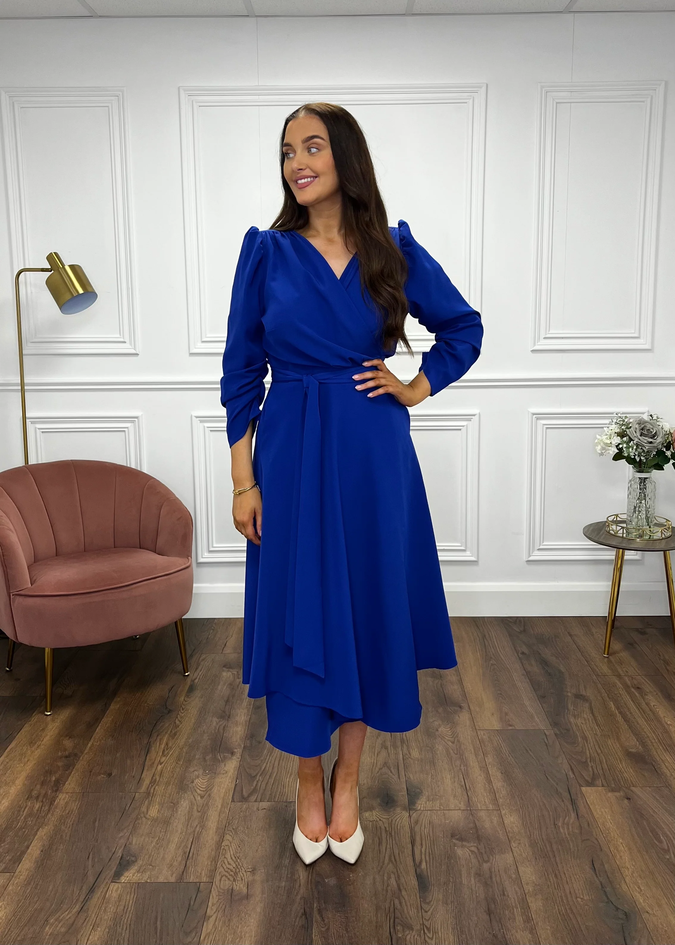 “Stacey” Wrap Dress In Royal Blue - Image 5