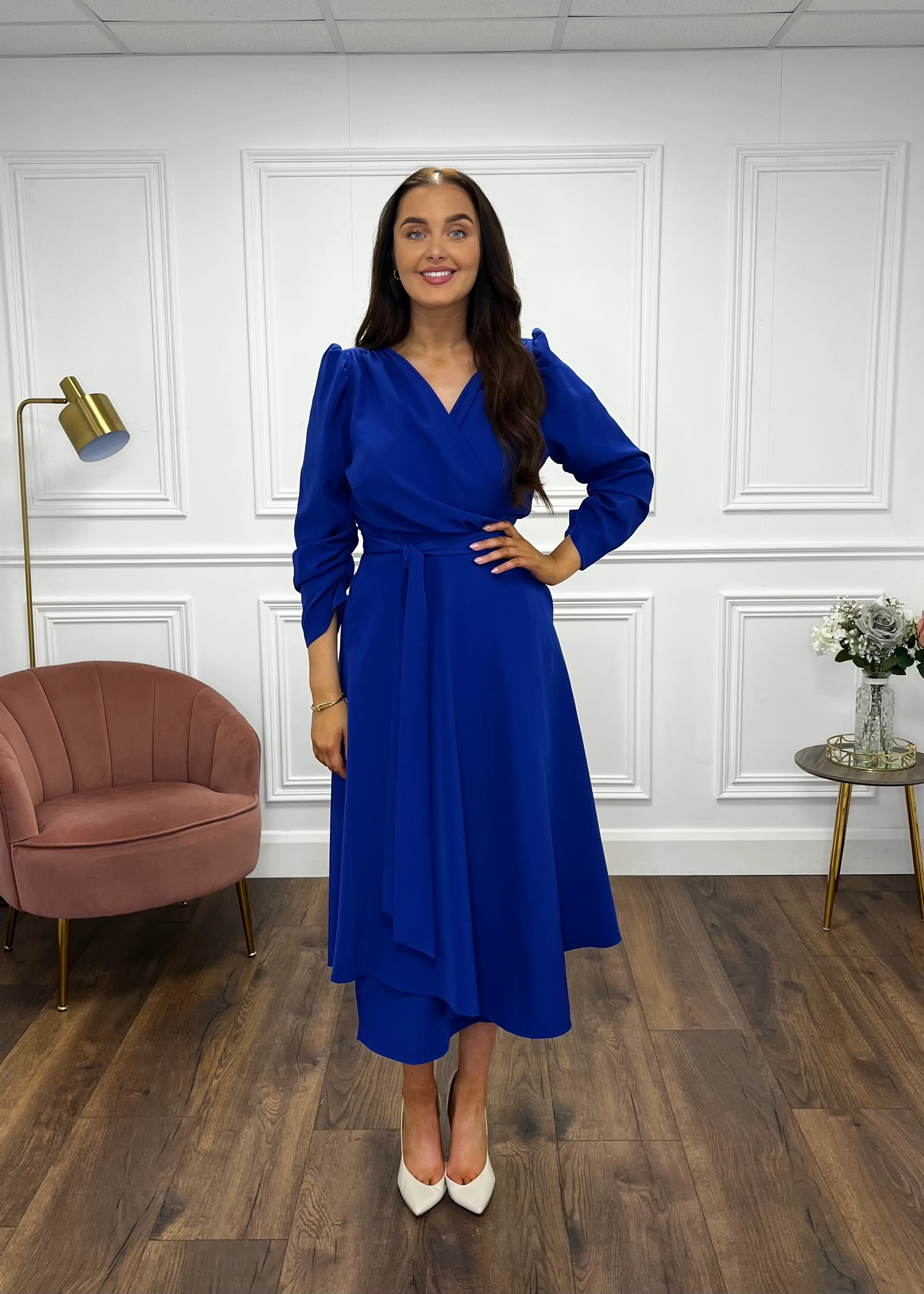 “Stacey” Wrap Dress In Royal Blue - Image 7