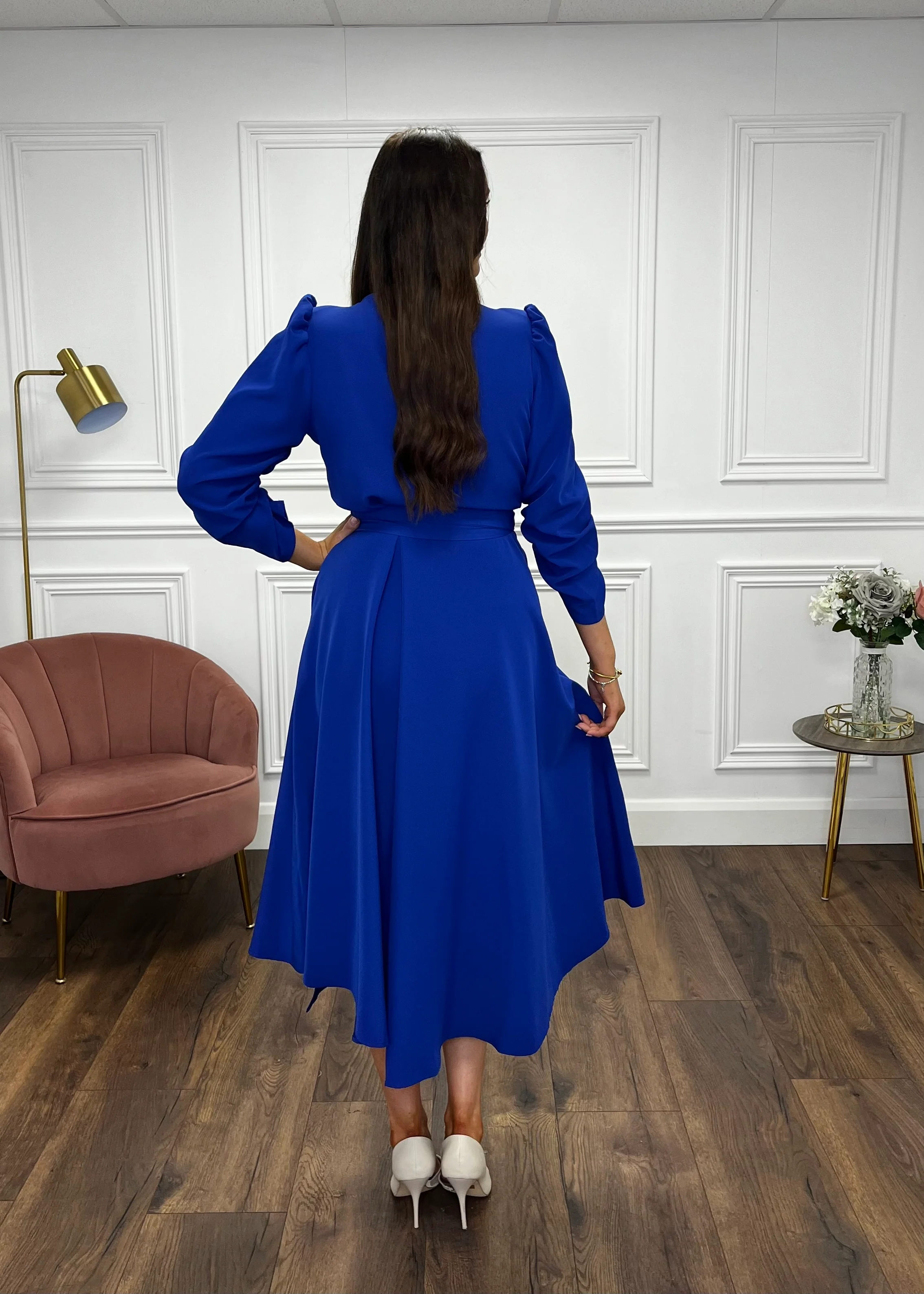 “Stacey” Wrap Dress In Royal Blue - Image 8