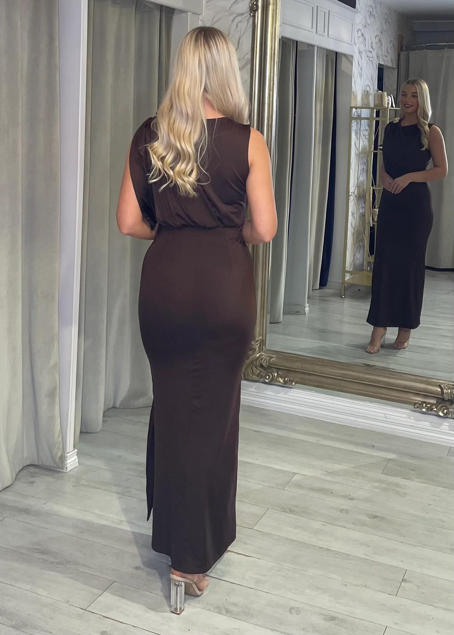 “Talia” Dress In Brown - Image 2