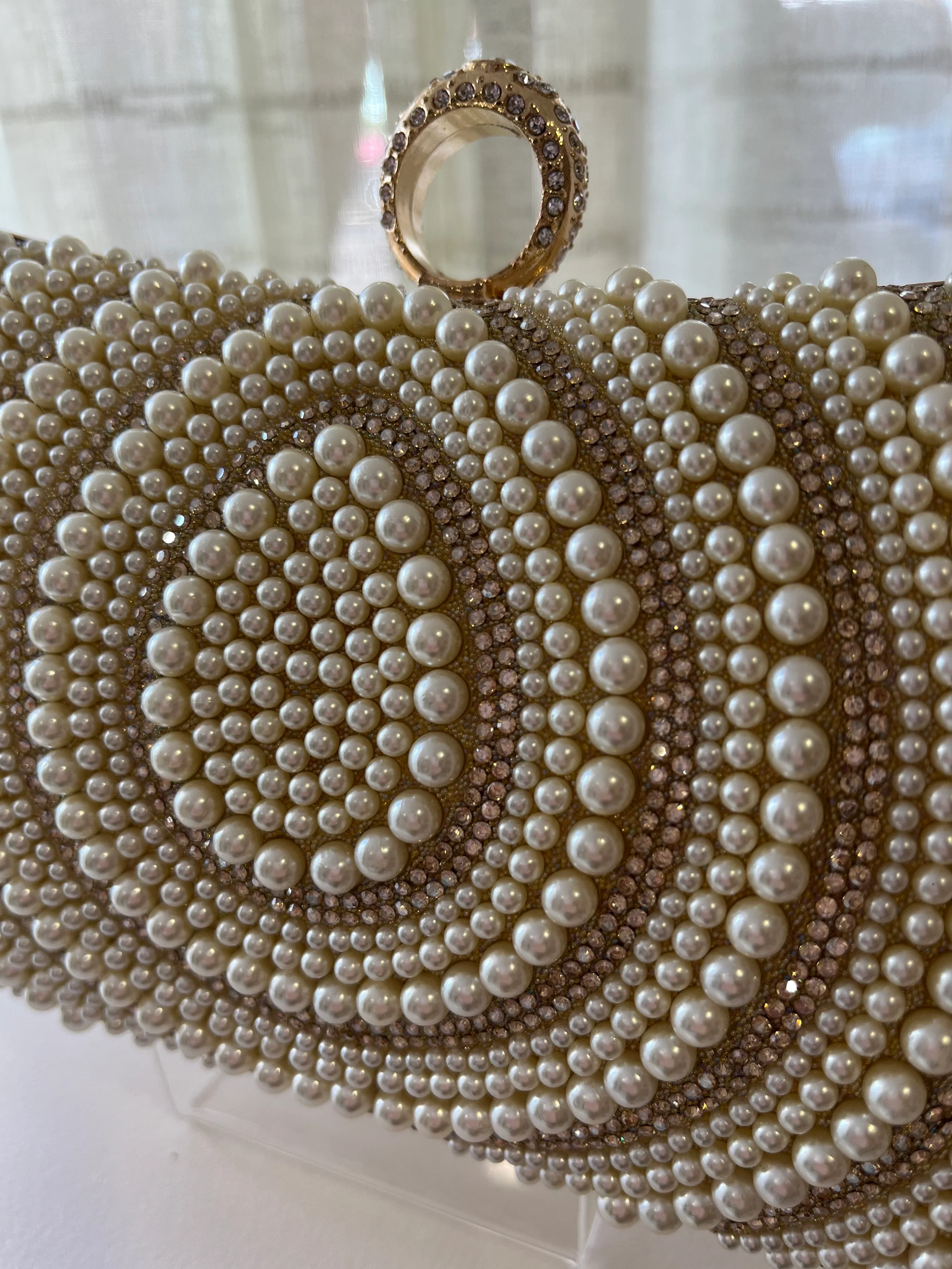 "Willow" Handbag In Gold & Pearl - Image 2